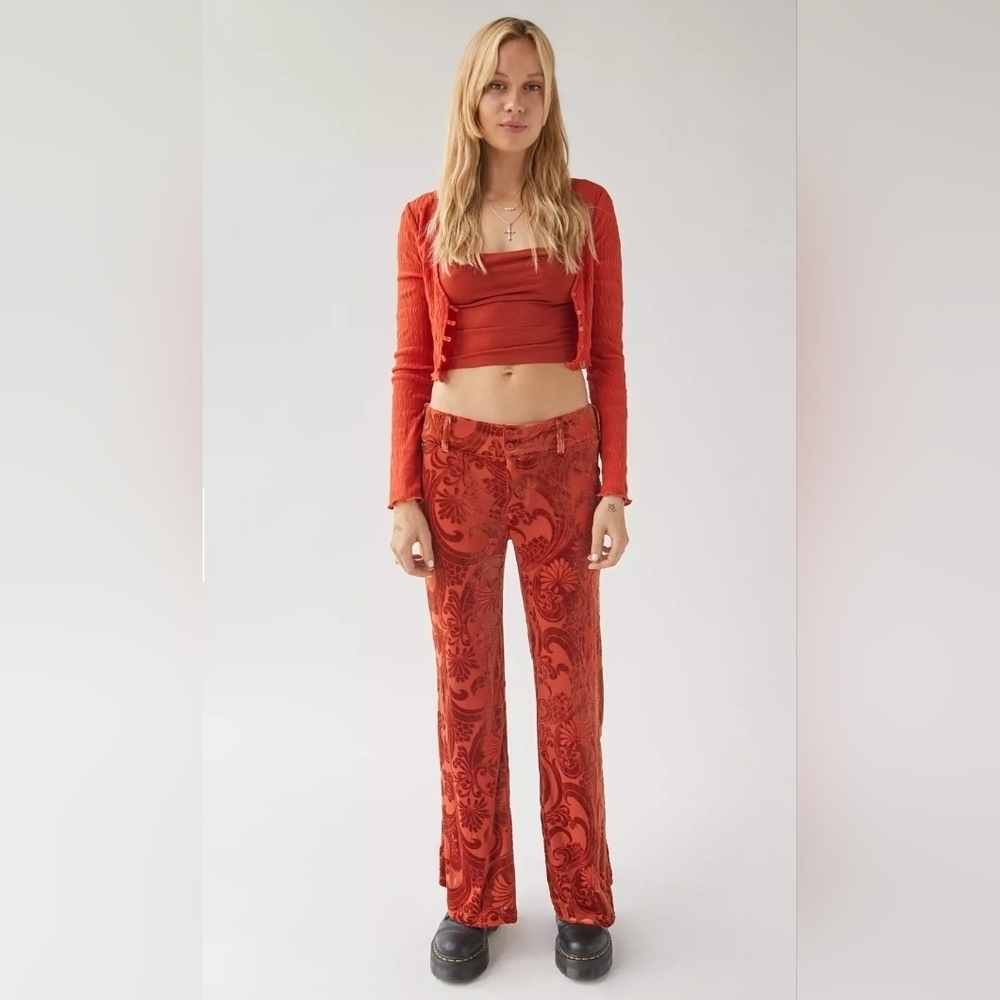 Urban Outfitters NWTs Isla Velvet Burnout Flare Pant